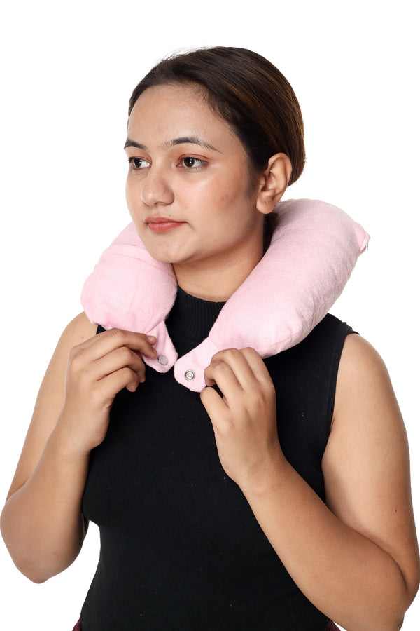 Siroki Bond Velvet Baby Pink Neck/Travel Pillow