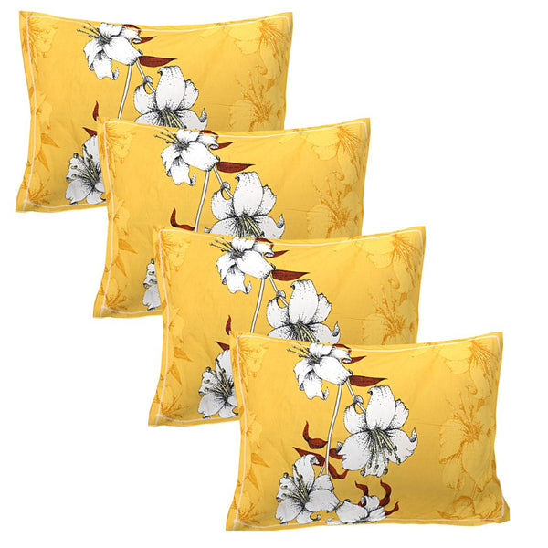 Siroki Bond Yellow Printed Pillow Cover (17*27)