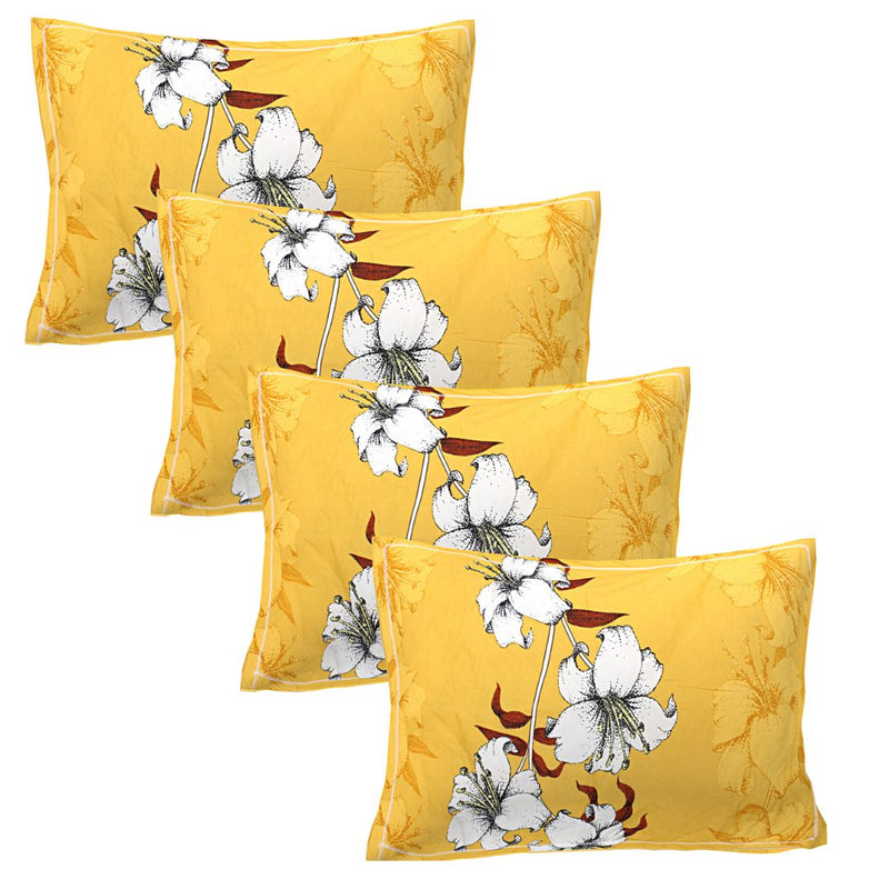 Siroki Bond Yellow Printed Pillow Cover (17*27)