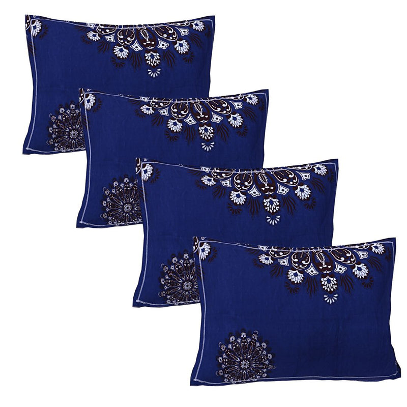 Siroki Bond Printed Royal Blue Pillow Cover(17*27)