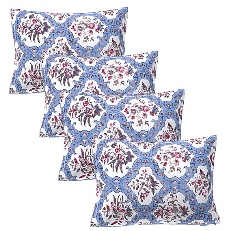 Siroki Bond Blue Printed Pillow Cover (17*27)