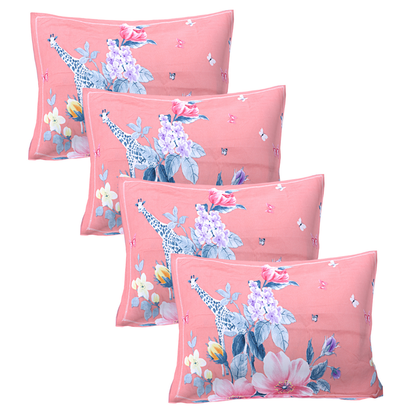 Siroki Bond Pink Printed Pillow Cover (17*27)