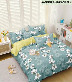 Siroki Bond Sky Blue Floral Printed Premium Double Bed Sheet