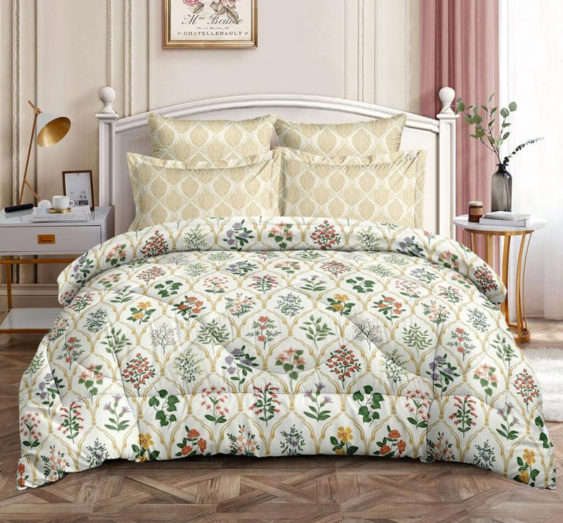 Siroki Bond off white printed premium fitted bedsheet