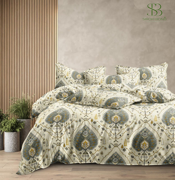 Siroki Bond Light Green Premium Cotton King Bedsheet