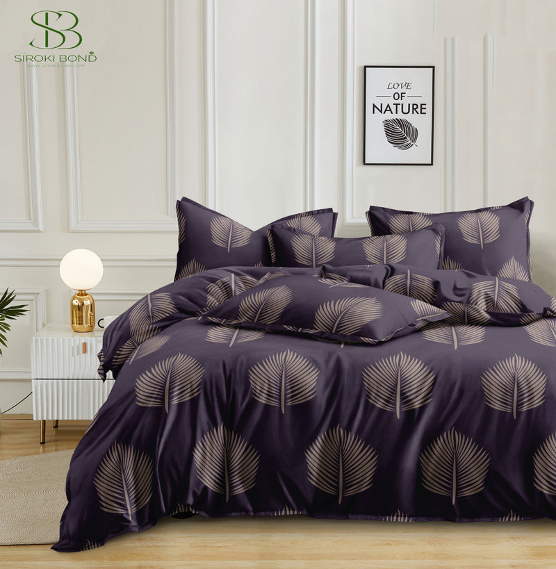 Siroki Bond Purple Premium Cotton King Bedsheet