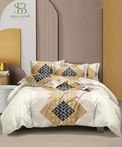 Siroki Bond Off White Printed Cotton Flat Single Bedsheet