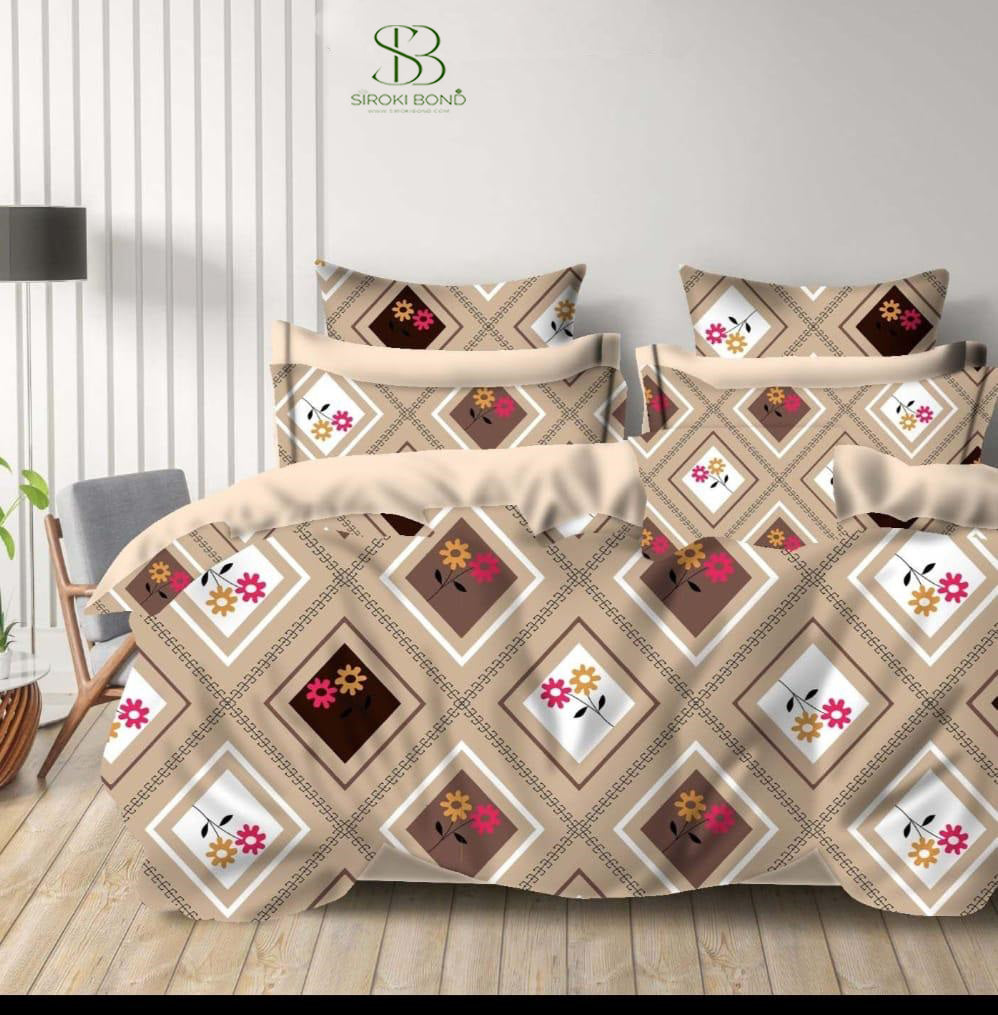 Siroki Bond Cream Premium Cotton Flat Queen Bedsheet