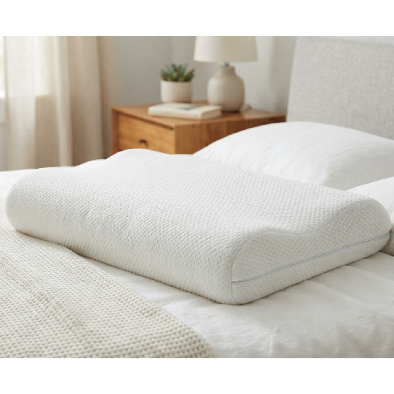 Siroki Bond Memory Foam Contour Sleeping Pillow (White)