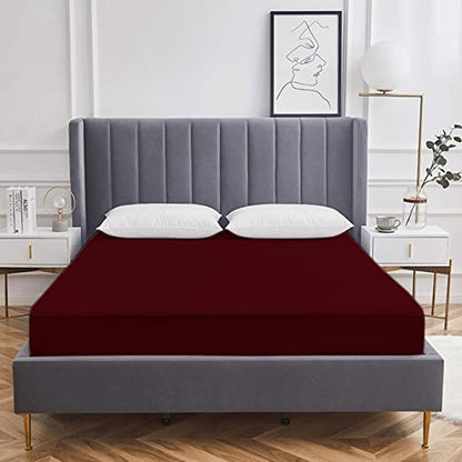 Siroki Bond Terry Cotton Waterproof Mattress Protector for Living Room, Bedroom & Home  Mattress Protector ( Maroon)