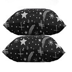 Siroki Bond  Satin Black Star Printed Sleeping Pillow