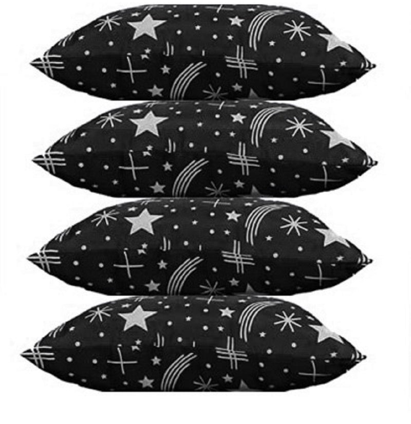 Siroki Bond  Satin Black Star Printed Sleeping Pillow