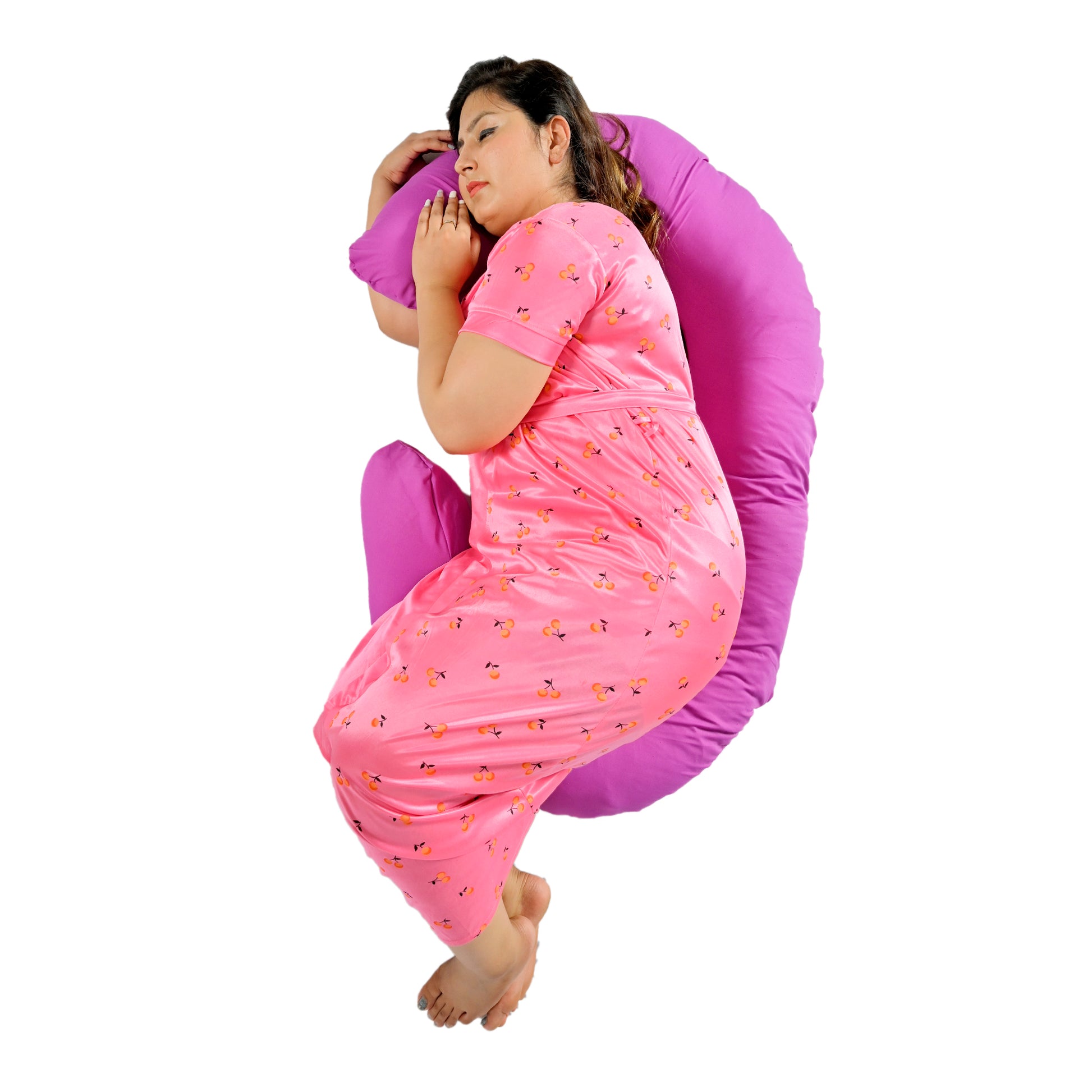 Siroki Bond C-shape Pink Pragnancy Pillow with Cover