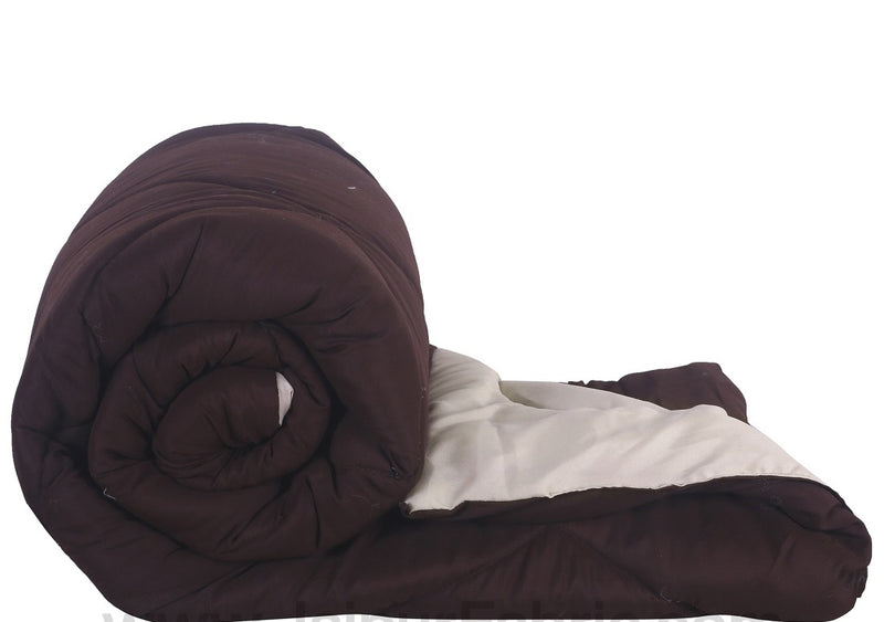 Siroki Bond Brown and Offwhite Bed Winter Comforter