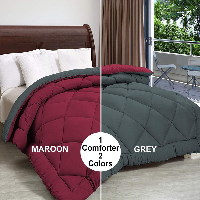 Siroki Bond Maroon and Grey Bed Winter Comforter