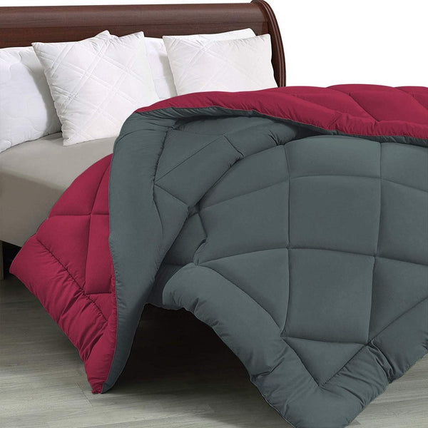 Siroki Bond Maroon and Grey Bed Winter Comforter