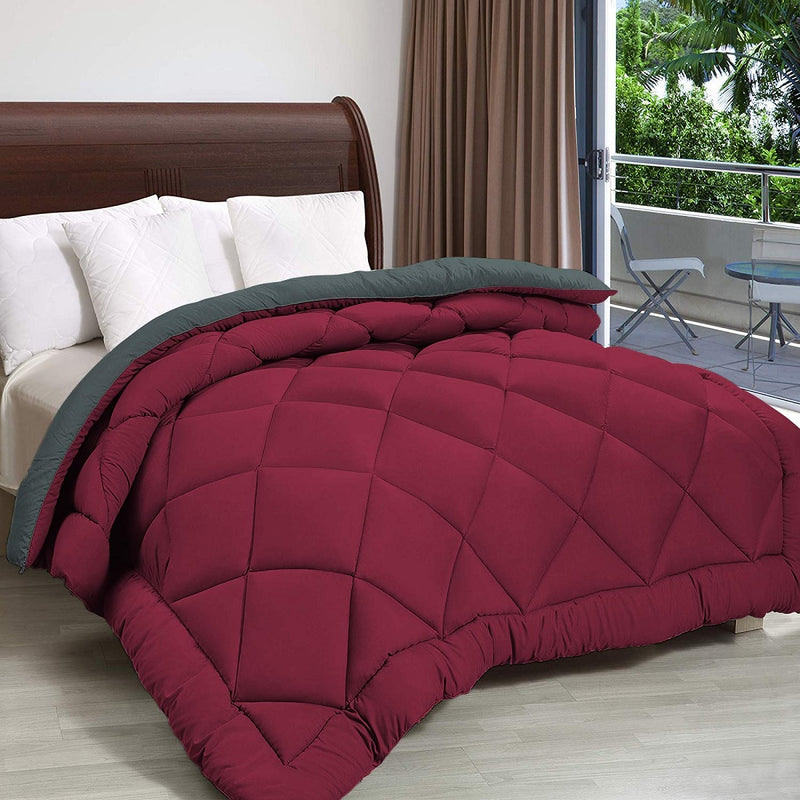 Siroki Bond Maroon and Grey Bed Winter Comforter