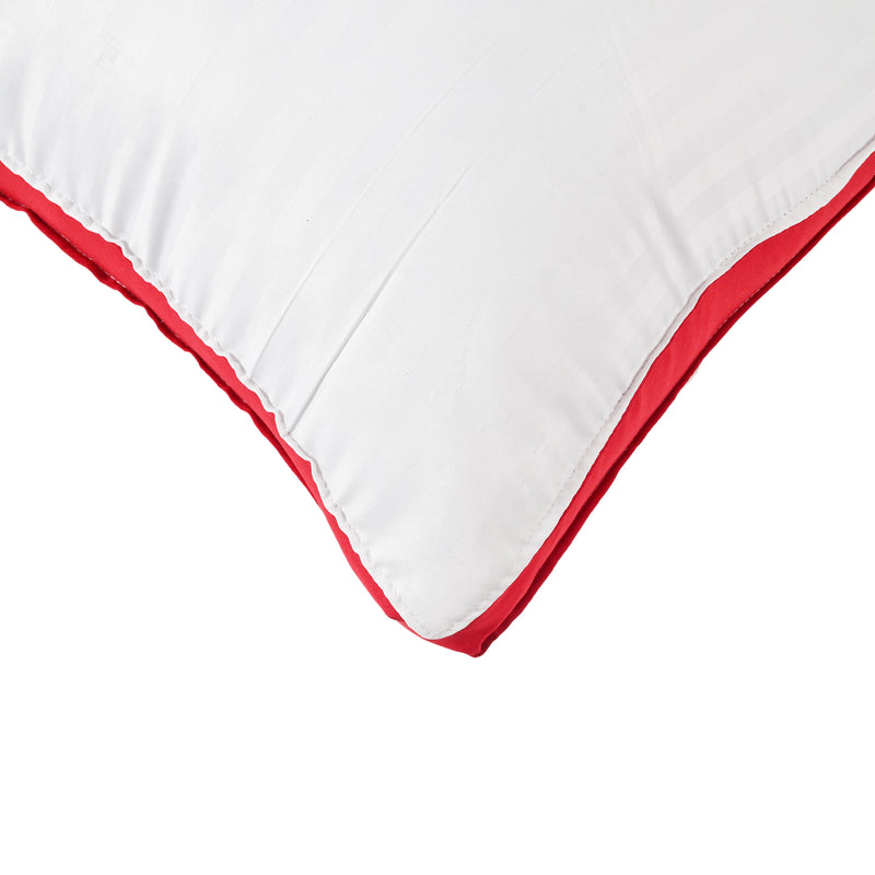 Siroki bond White Striped Red Border Sleeping Pillow