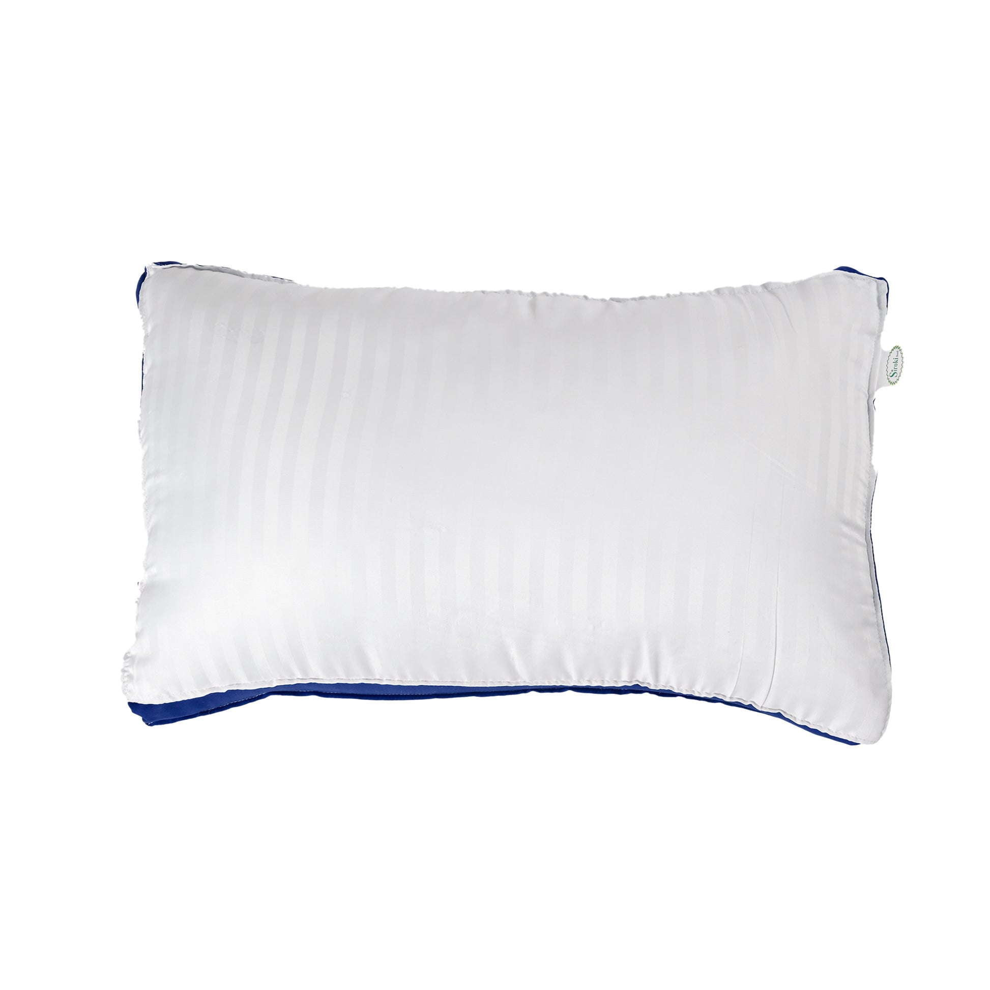 Siroki bond White Striped Blue Border Sleeping Pillow