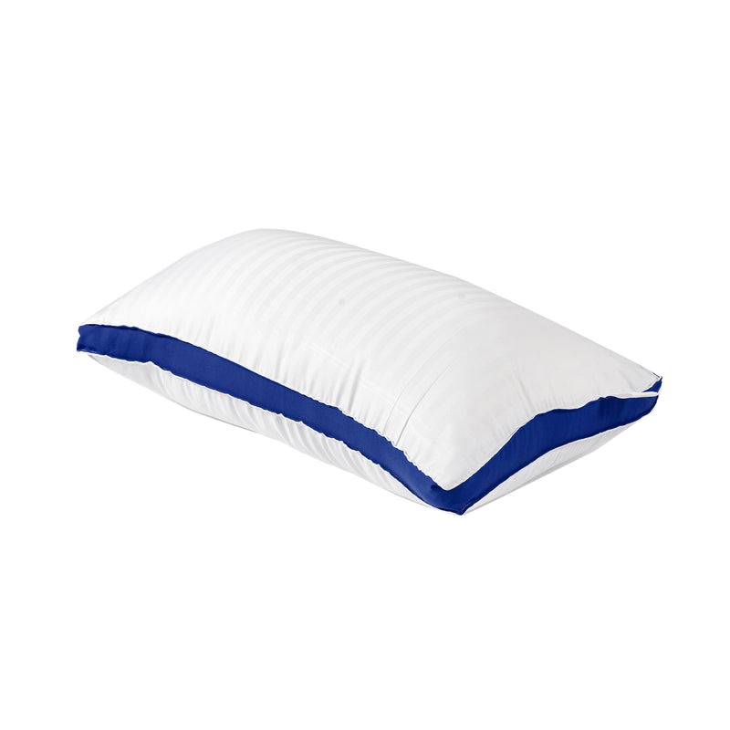 Siroki bond White Striped Blue Border Sleeping Pillow