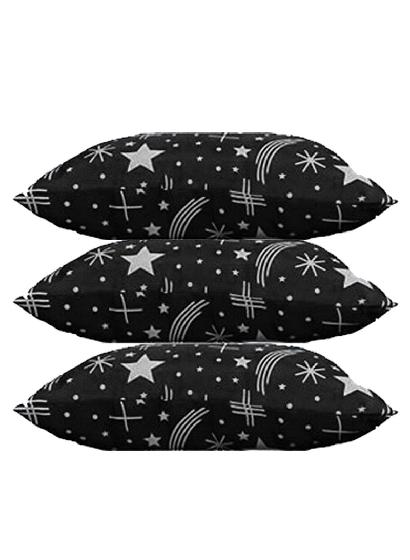 Siroki Bond  Satin Black Star Printed Sleeping Pillow