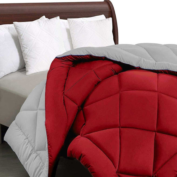 Siroki Bond Maroon and White Bed Winter Comforter