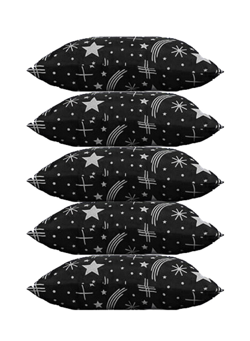 Siroki Bond  Satin Black Star Printed Sleeping Pillow