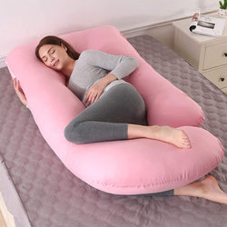 Siroki Bond Pink J-Shape Full Body Velvet Pregnancy Pillow for Pregnant Women