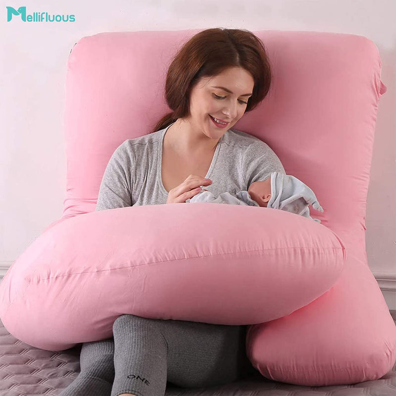 Siroki Bond Pink J-Shape Full Body Velvet Pregnancy Pillow for Pregnant Women