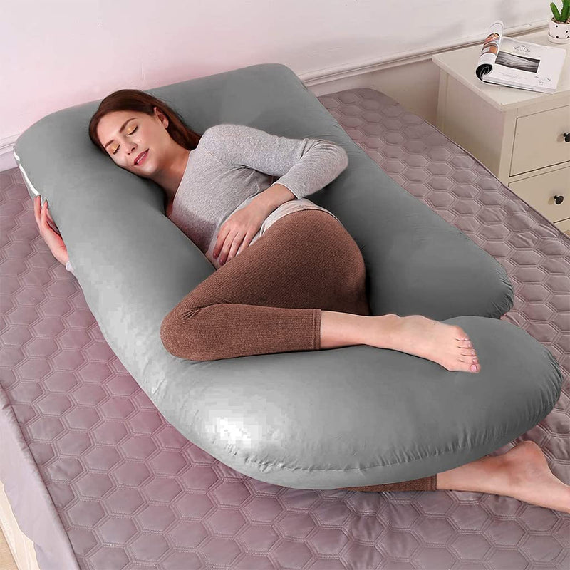 Siroki Bond Pink J-Shape Full Body Velvet Pregnancy Pillow for Pregnant Women