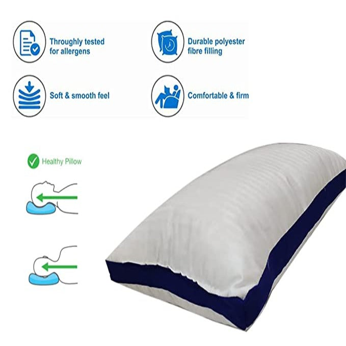 Siroki Bond Fiber Blue Side Border Sleeping Pillow