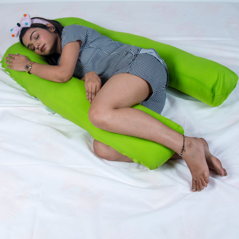 SIROKI BOND Micro Fibre Parrot Green Pregnancy U- Shape Pillow with Cover