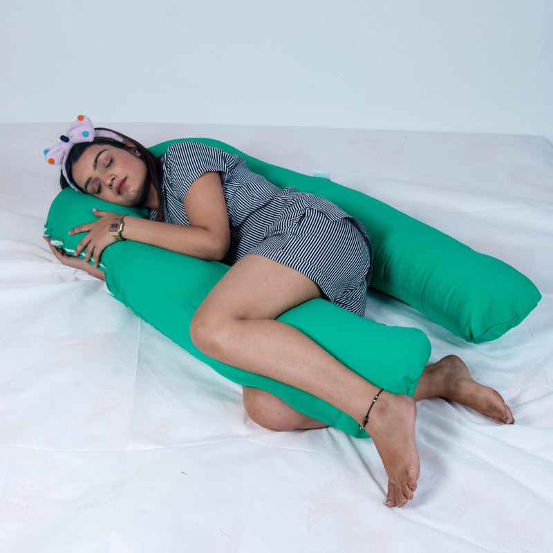 SIROKI BOND Micro Fibre Aqua Green U- Shape Pregnancy Pillow with Cover