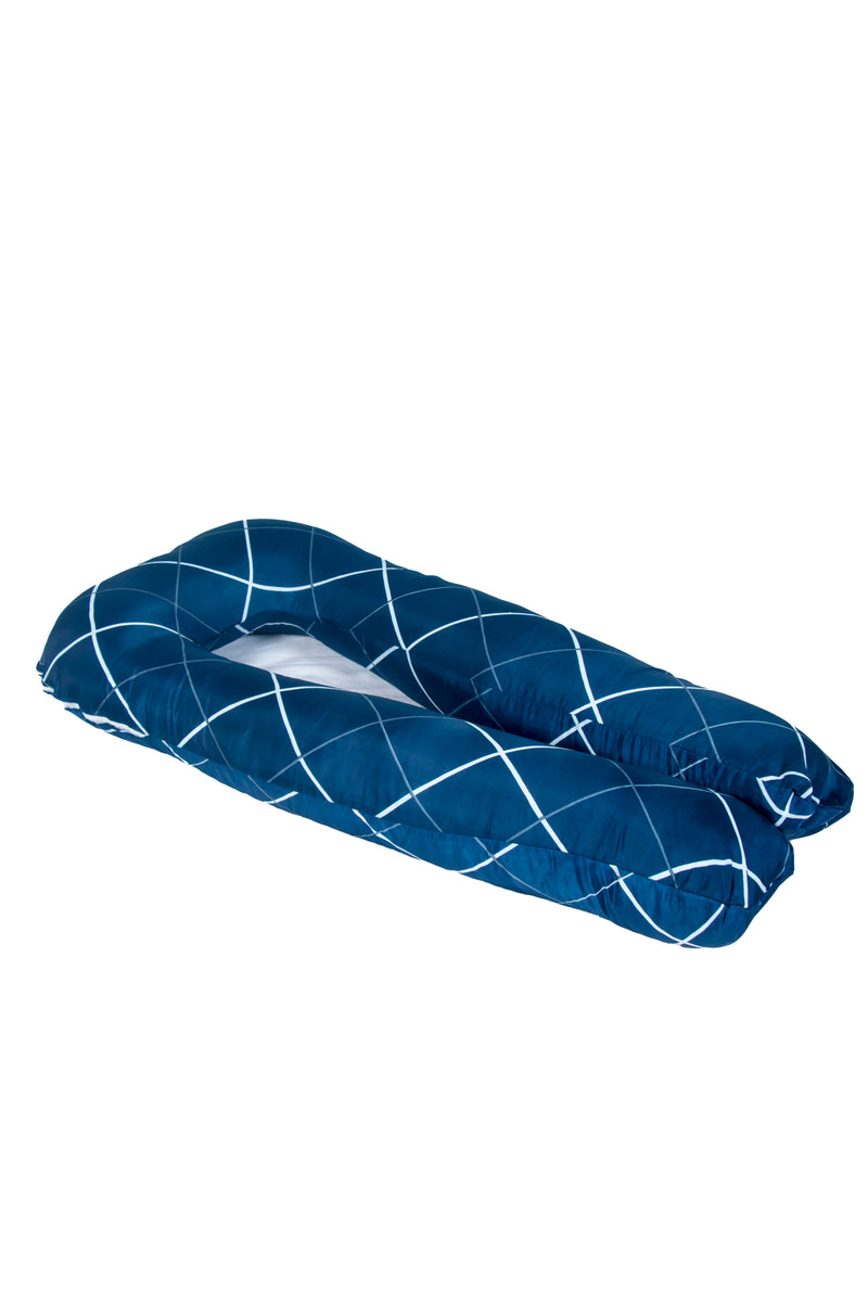 SIROKI BOND Micro Fibre Blue Cross U- Shape Pregnancy Pillow with Cover