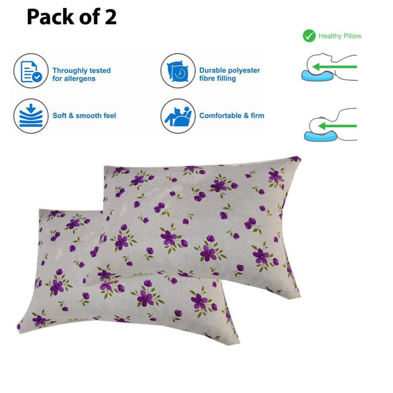 Siroki Bond Satin Purple Floral Printed Sleeping Pillow