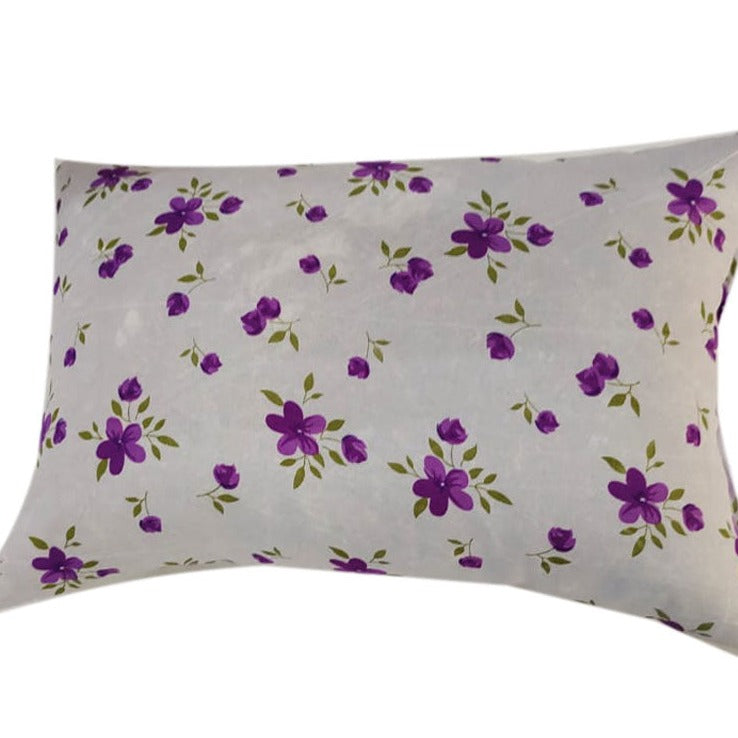 Siroki Bond Satin Purple Floral Printed Sleeping Pillow