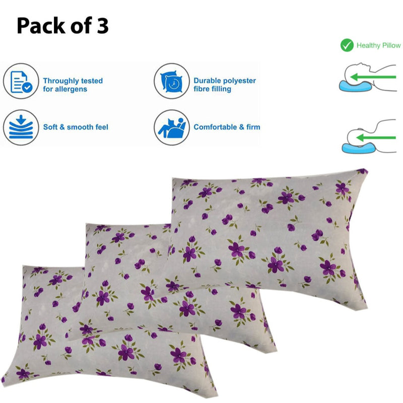 Siroki Bond Satin Purple Floral Printed Sleeping Pillow