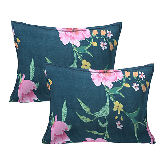 Siroki Bond Dark Green Printed Pillow Cover (17*27)