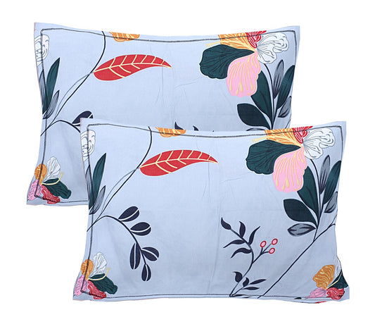 Siroki Bond Sky Blue Printed Pillow Cover (17*27)
