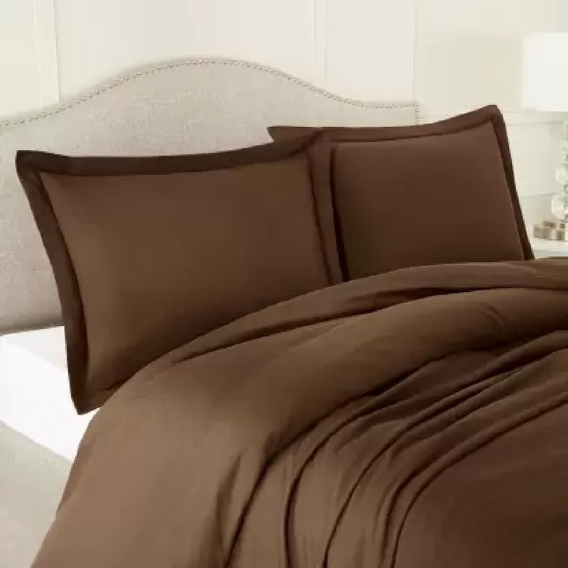 Siroki Bond Brown Solid Cotton King Bedsheet