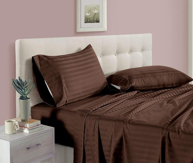 Siroki Bond Brown Solid Cotton King Bedsheet