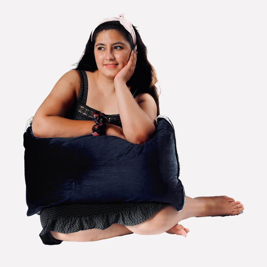 Siroki bond Velvet Soft Black Sleeping Vlevet Pillow