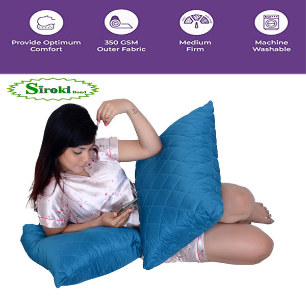 Siroki Bond Quilted Aqua Microfiber Sleeping Pillow