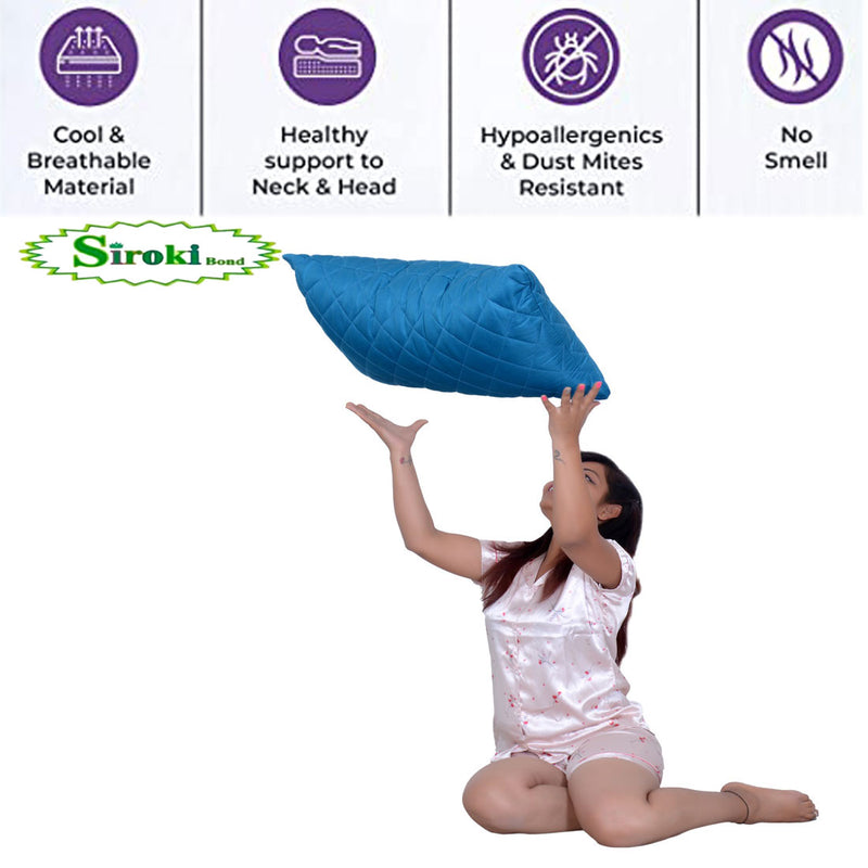 Siroki Bond Quilted Aqua Microfiber Sleeping Pillow