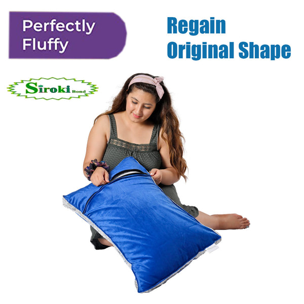 Siroki bond Soft Blue Sleeping Velvet Pillow with Cover