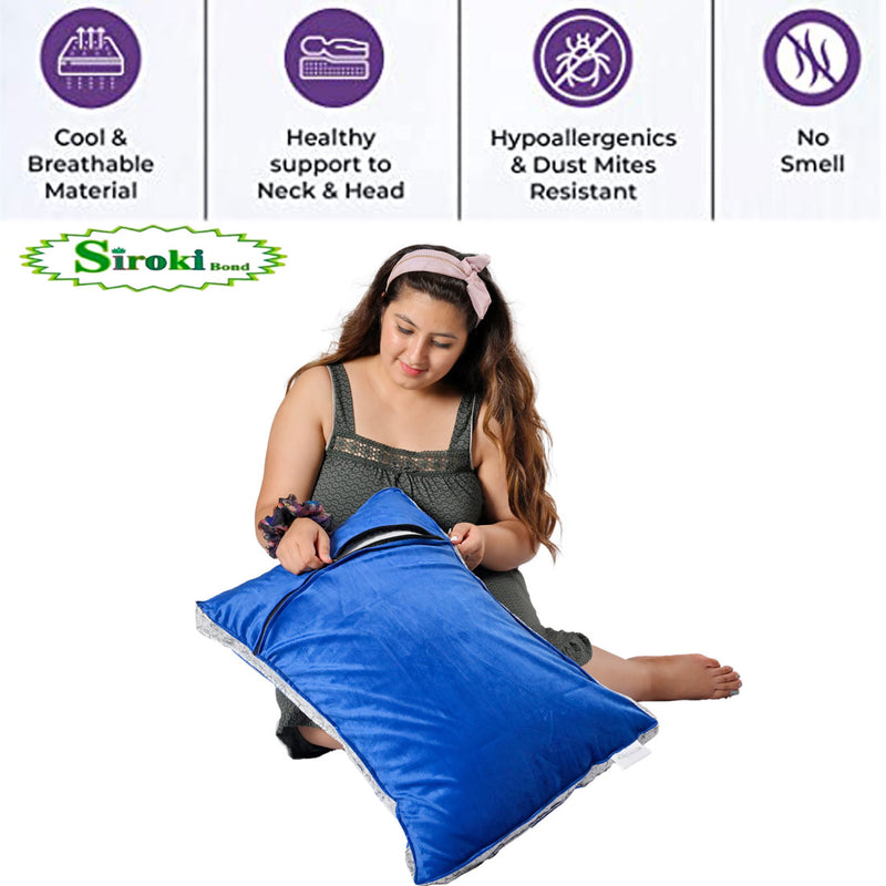 Siroki bond Soft Blue Sleeping Velvet Pillow with Cover