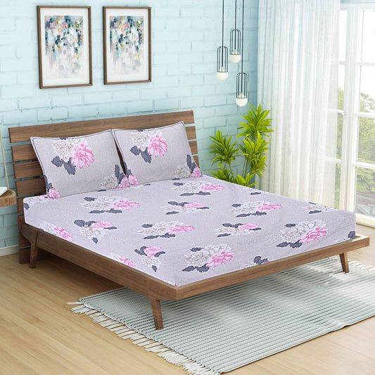 Siroki Bond  Sea Green Floral Printed Premium Bed Sheet