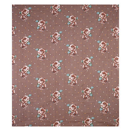 Siroki Bond Light Brown Floral Printed Cotton King Bed Sheet