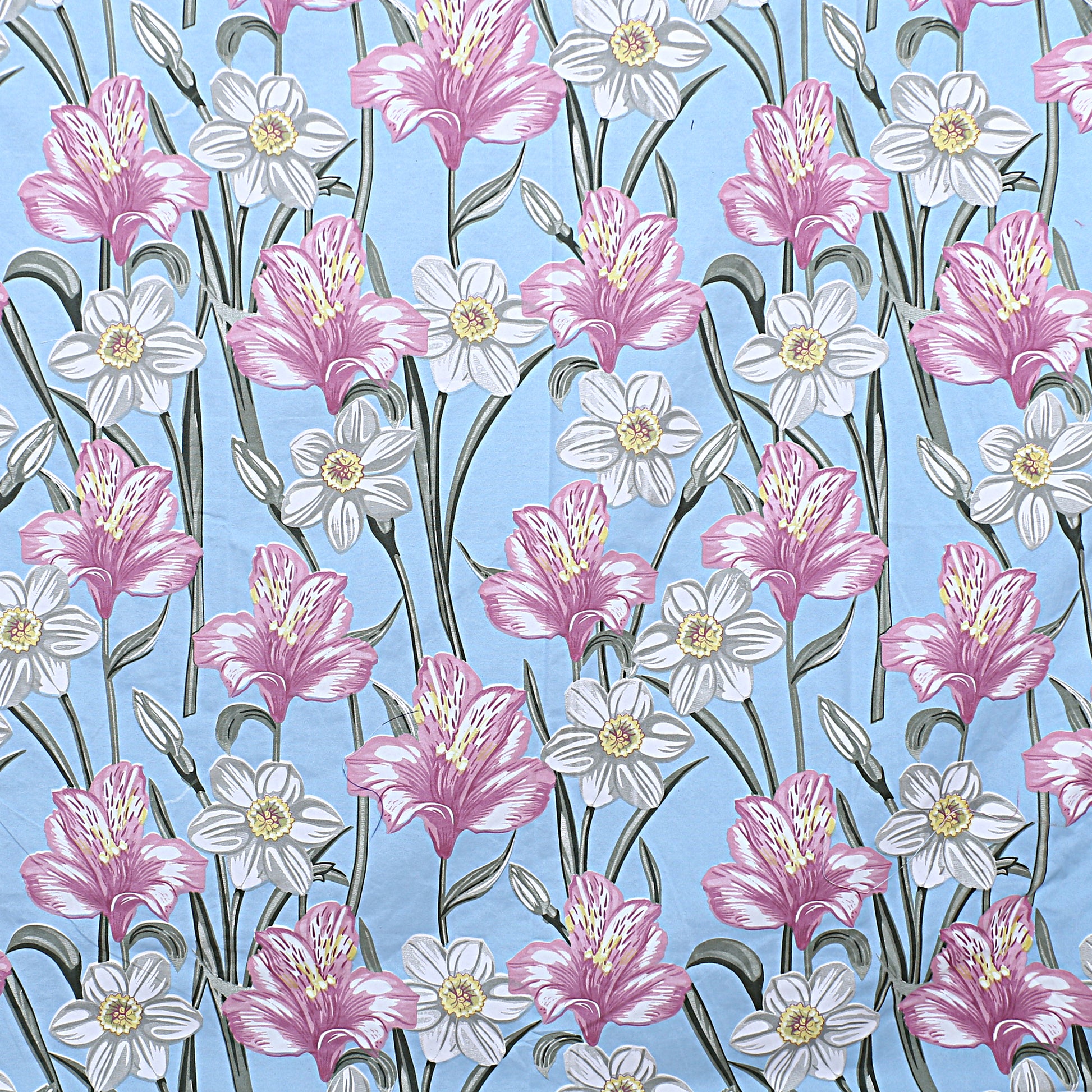 Siroki Bond  Sea Blue Floral Printed Premium Bed Sheet