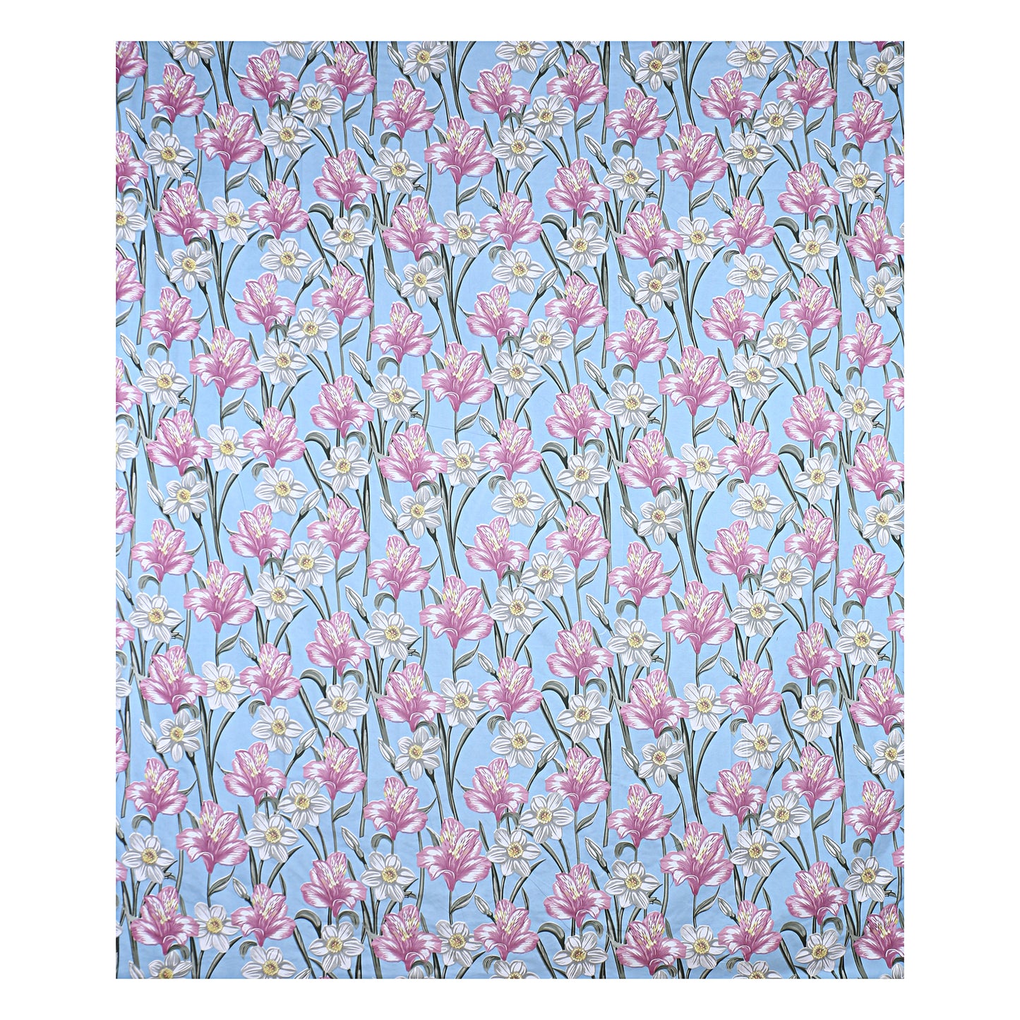 Siroki Bond  Sea Blue Floral Printed Premium Bed Sheet